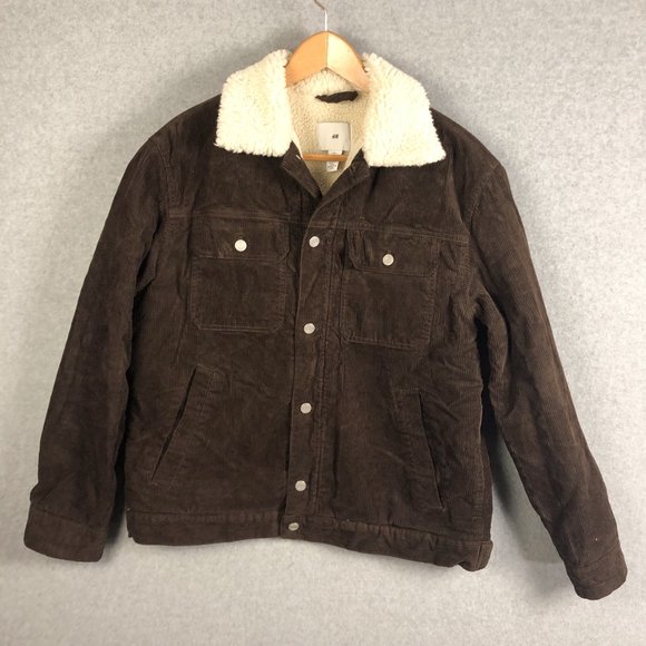 H&M Other - H&M Brown Corduroy Button Down Sherpa Jacket Size Large